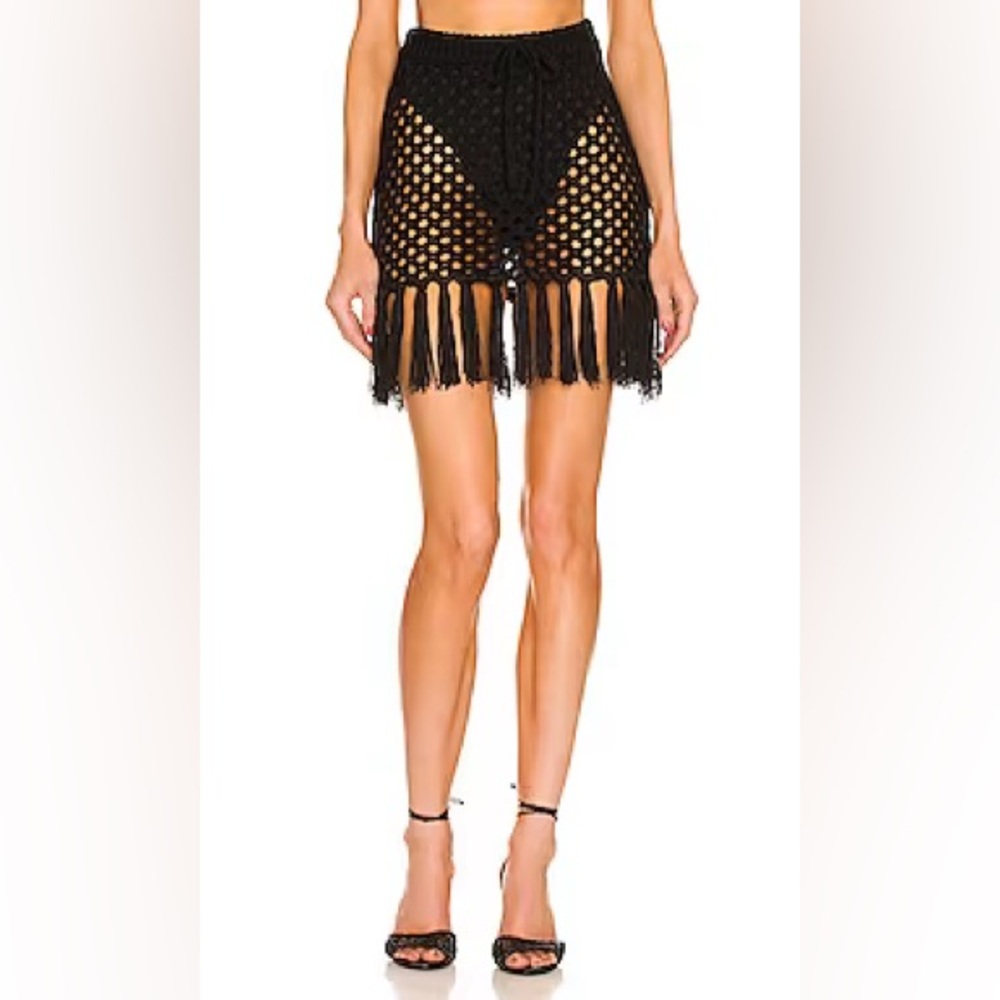 Zene Fringe Mini Skirt in Black
LPA